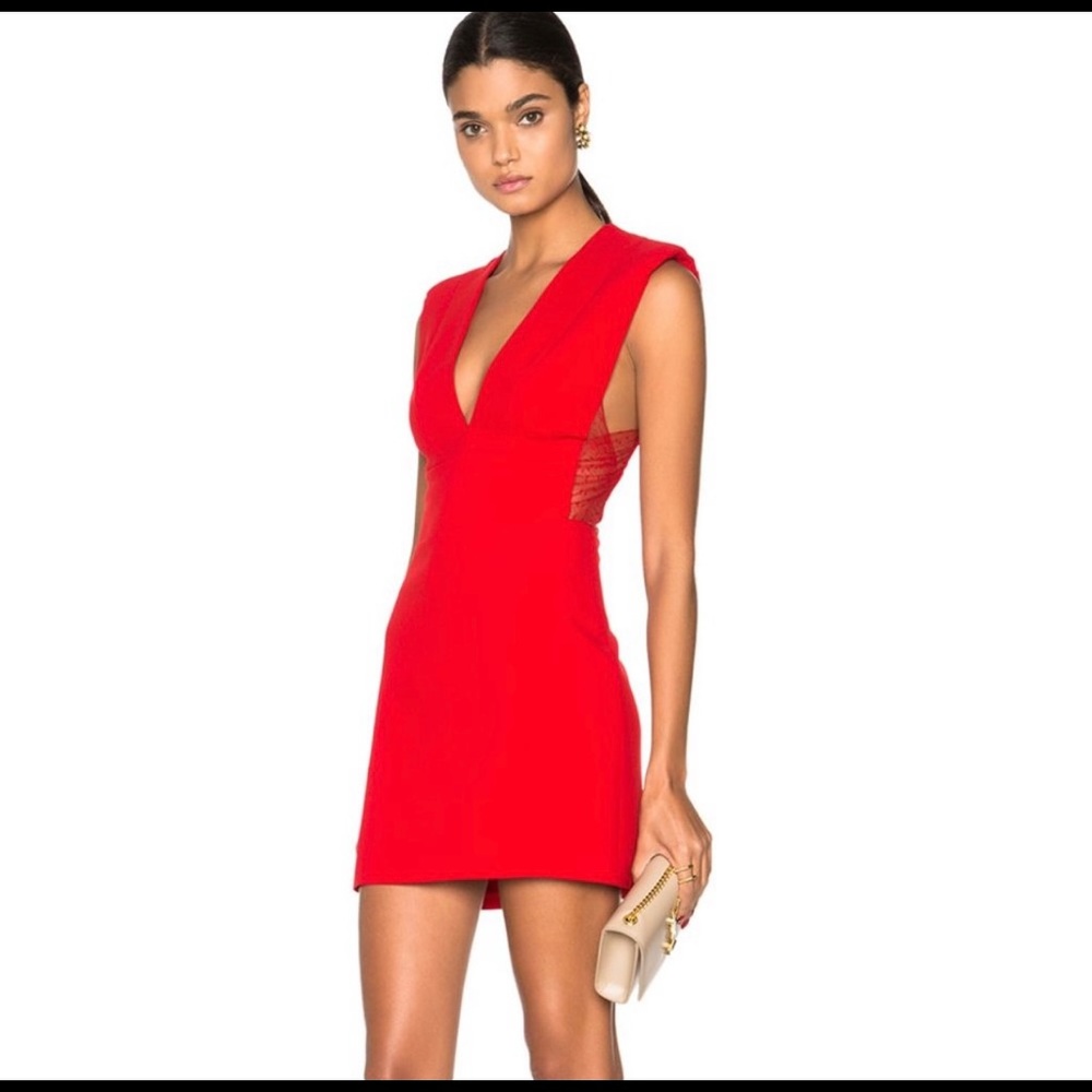 Noam hanoch red Russo mini dress sheer side panel